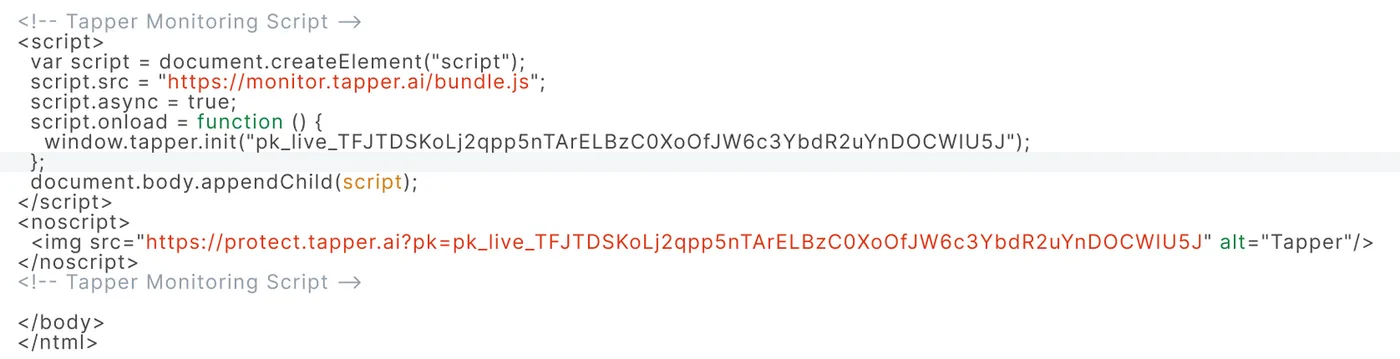A custom pixel named Tapper with the pixel code pasted in the code window and the Save and Connect controls visible.