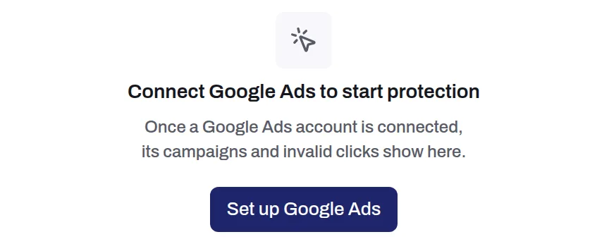 Block's Traffic page before an ad account is connected, with the Set up Google Ads button